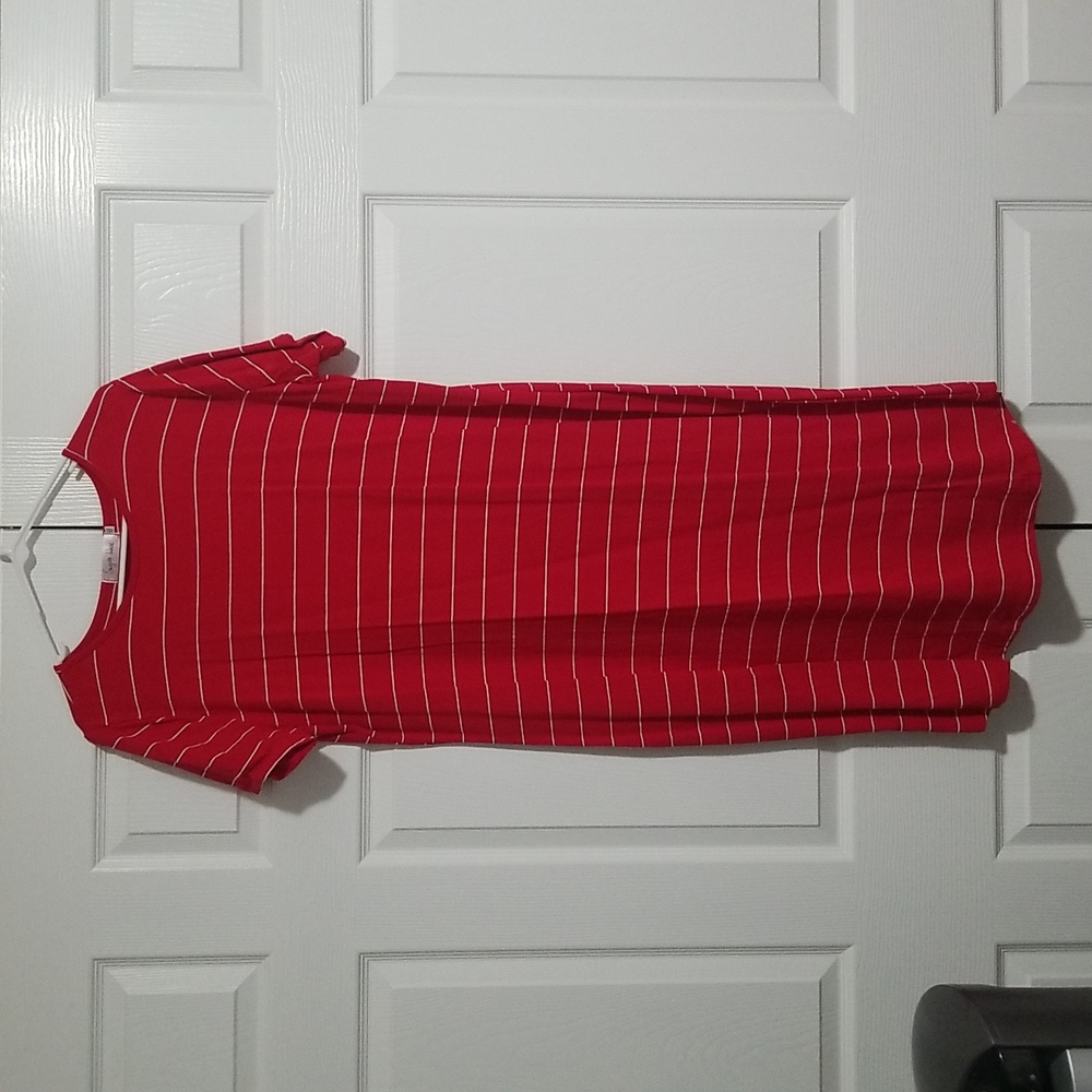 Red and White Striped XXL Short Sleeved Mid-Calf Length Dress (New/Never Worn)